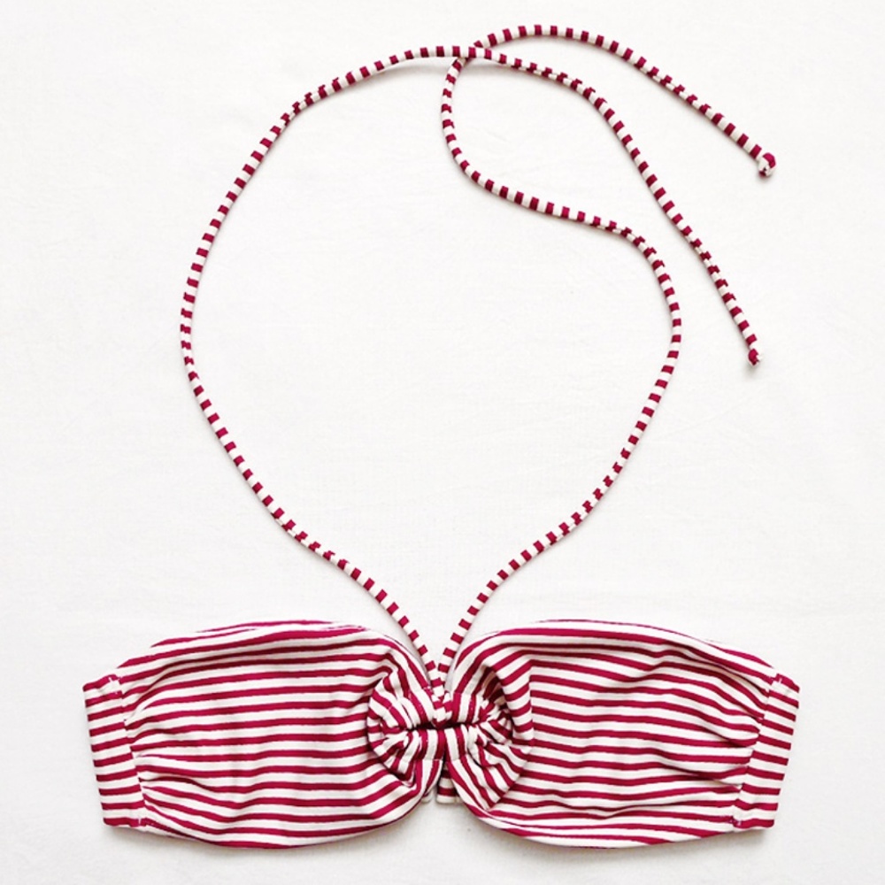 Bathing Top Bandeau/Halter Removable Tie Striped S
